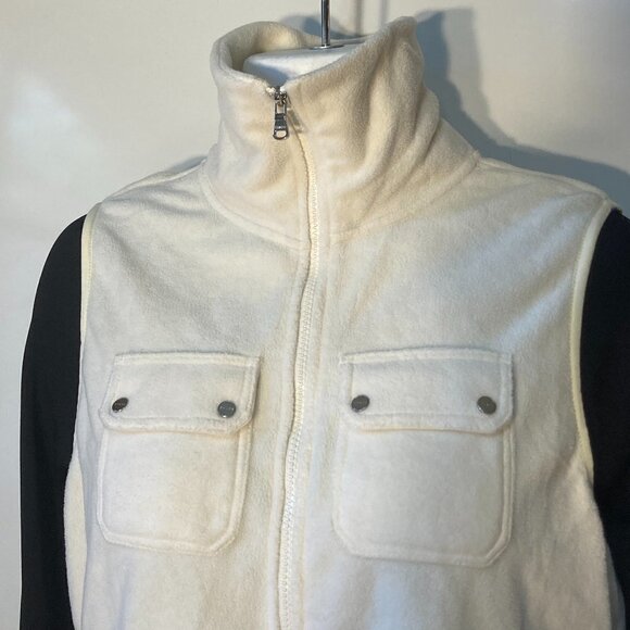 Chaps Sport SZ L Ivory Zip Front Outerwear Vest Poly Fleece warm comfy - Picture 7 of 13